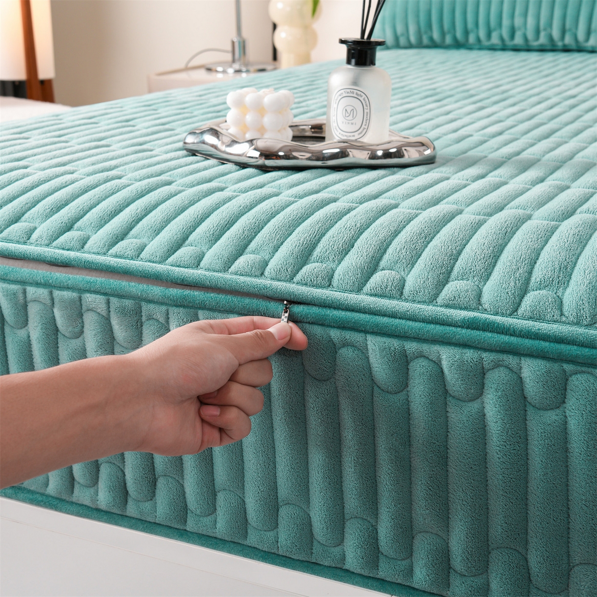 云木里 2025新款冬季230克牛奶绒六面全包单床笠床笠单件单品床笠和煦春风 和煦春风-松针墨