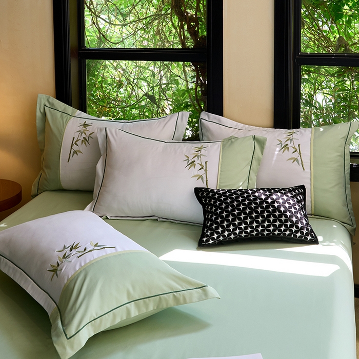 91家纺网 家纺一手货源 找家纺 （总）包小包 2025新款新中式臻丝棉工艺款刺绣四件套-浅漾系列