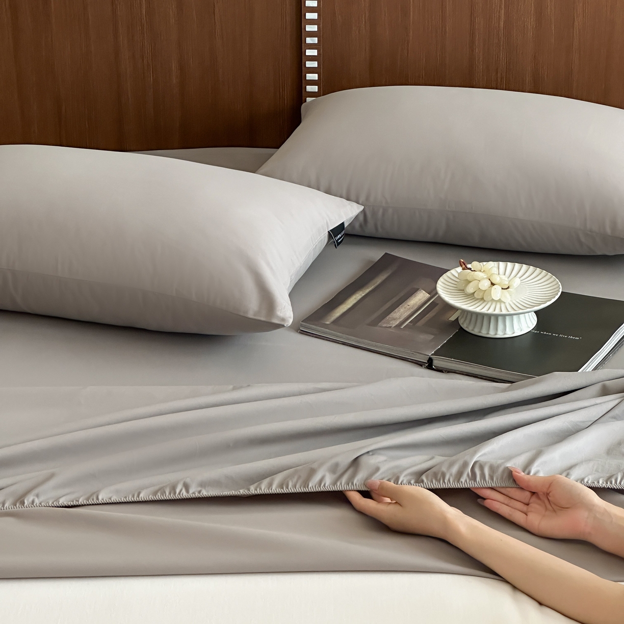 91家纺网 家纺一手货源 找家纺 三味舒屋 2025新款50支磨毛长绒棉纯棉纯色单床笠床笠单件-长期主义 拉丝灰