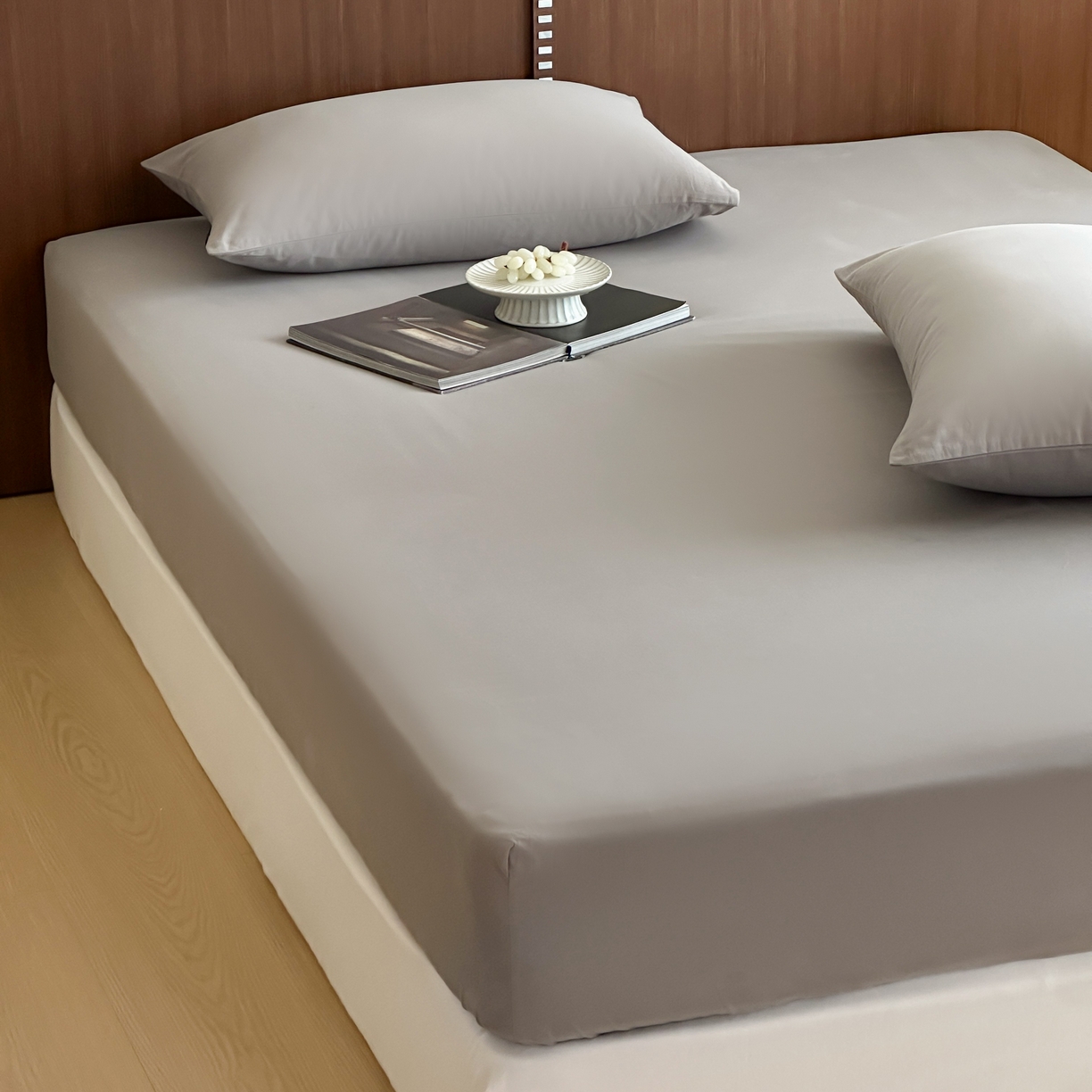 91家纺网 家纺一手货源 找家纺 三味舒屋 2025新款50支磨毛长绒棉纯棉纯色单床笠床笠单件-长期主义 拉丝灰