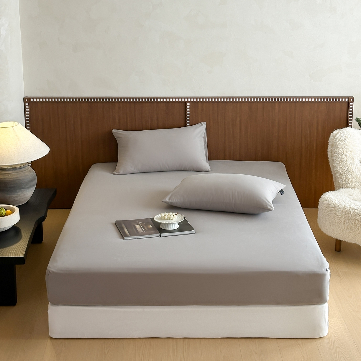 91家纺网 家纺一手货源 找家纺 三味舒屋 2025新款50支磨毛长绒棉纯棉纯色单床笠床笠单件-长期主义 拉丝灰