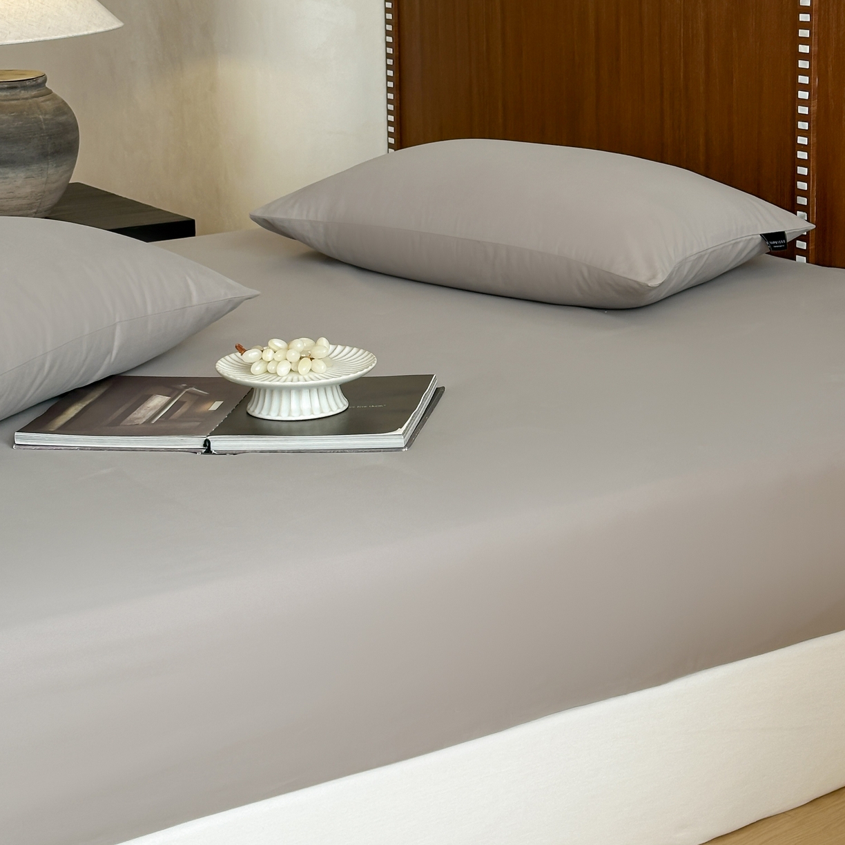 91家纺网 家纺一手货源 找家纺 三味舒屋 2025新款50支磨毛长绒棉纯棉纯色单床笠床笠单件-长期主义 拉丝灰