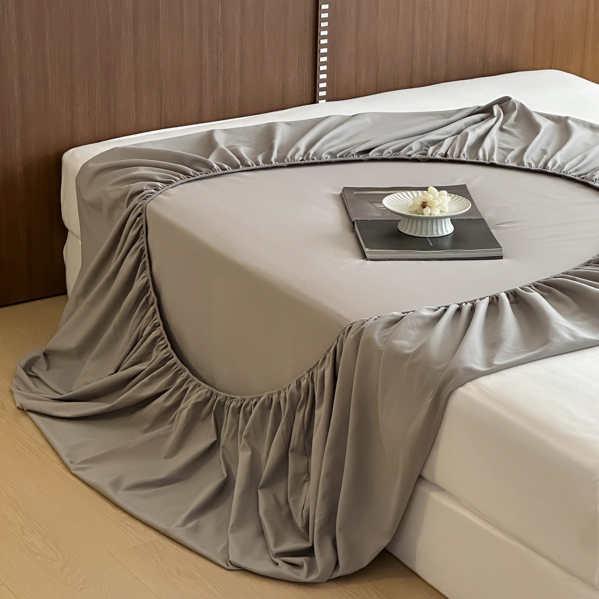 91家纺网 家纺一手货源 找家纺 三味舒屋 2025新款50支磨毛长绒棉纯棉纯色单床笠床笠单件-长期主义 拉丝灰