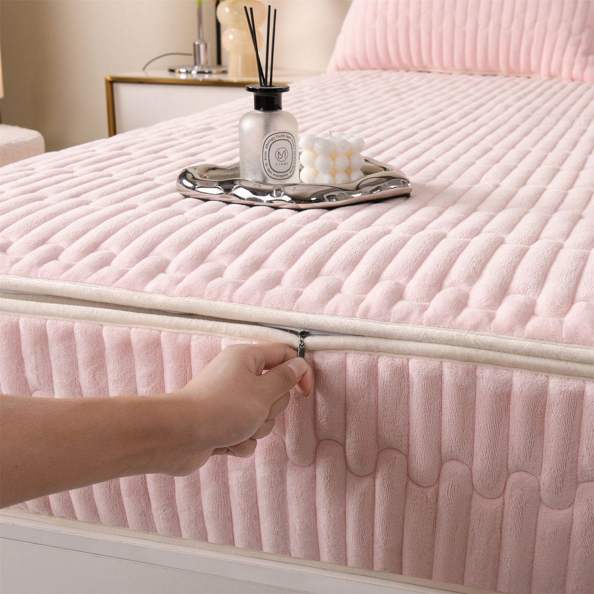 云木里 2025新款冬季230克牛奶绒六面全包单床笠床笠单件单品床笠和煦春风 和煦春风-雾桃