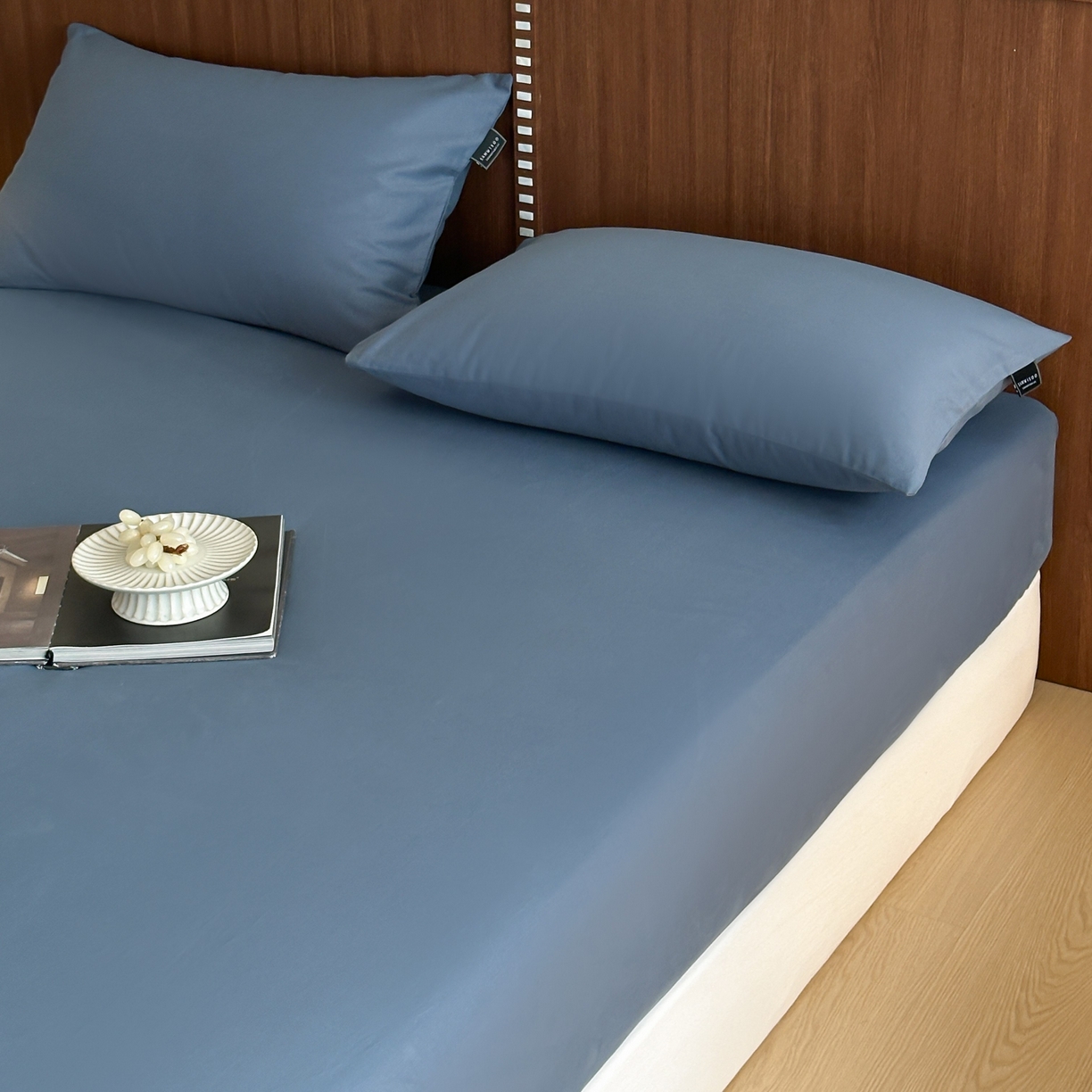 91家纺网 家纺一手货源 找家纺 三味舒屋 2025新款50支磨毛长绒棉纯棉纯色单床笠床笠单件-长期主义 南非蓝