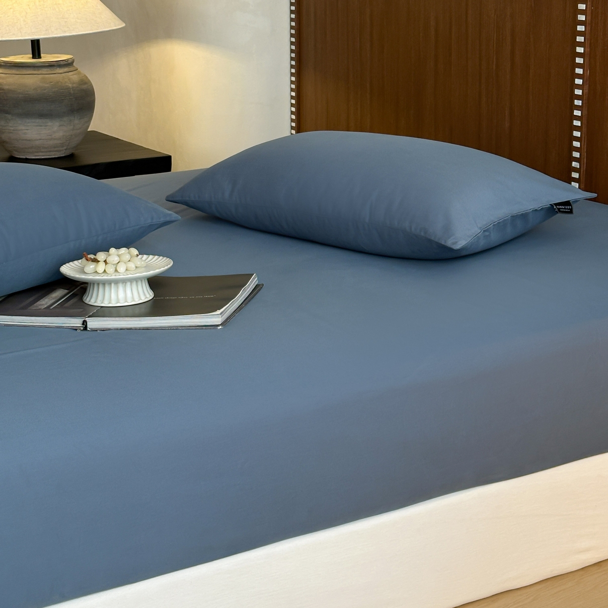 91家纺网 家纺一手货源 找家纺 三味舒屋 2025新款50支磨毛长绒棉纯棉纯色单床笠床笠单件-长期主义 南非蓝