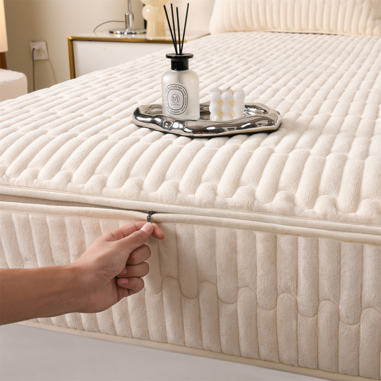 云木里 2025新款冬季230克牛奶绒六面全包单床笠床笠单件单品床笠和煦春风 和煦春风-杏仁米