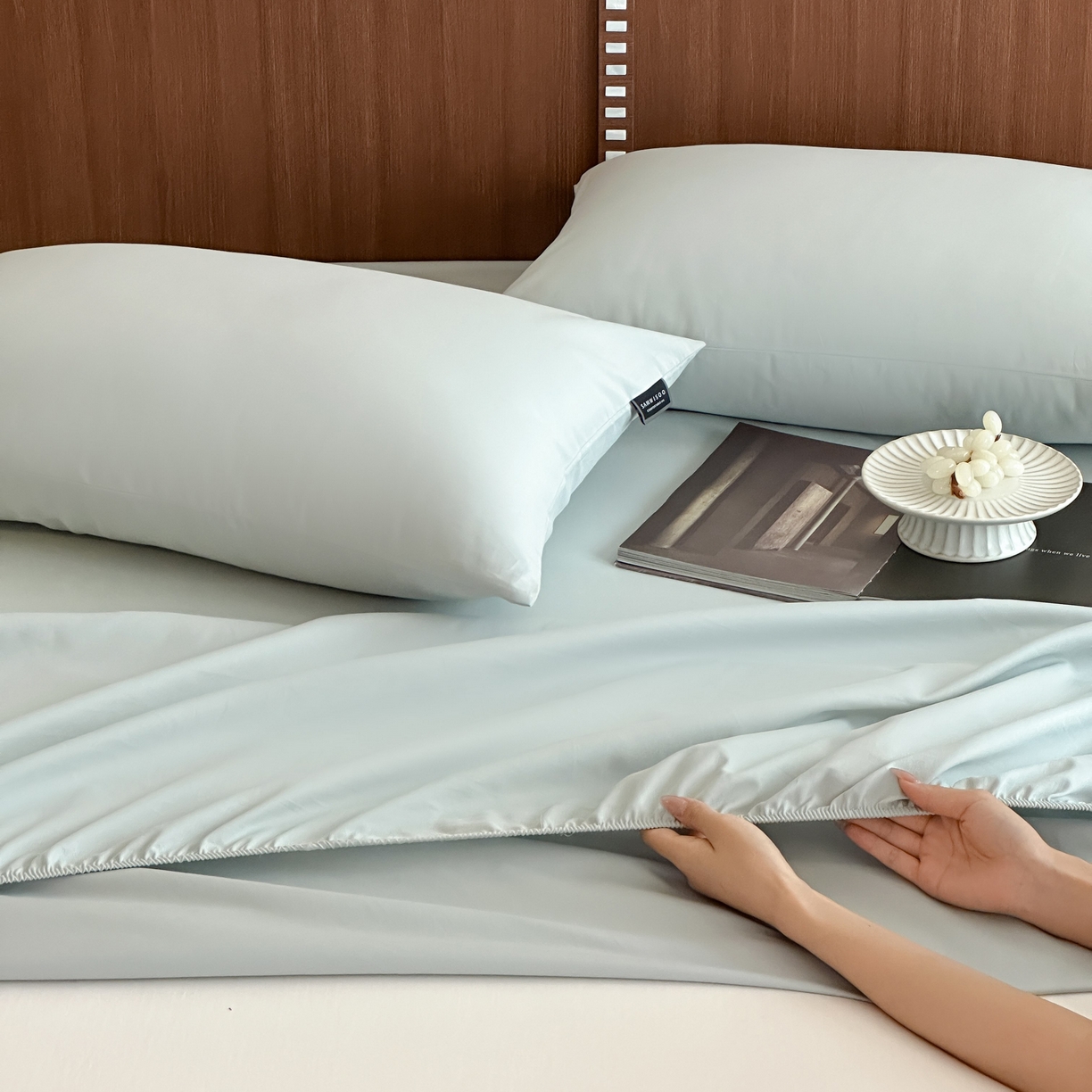 91家纺网 家纺一手货源 找家纺 三味舒屋 2025新款50支磨毛长绒棉纯棉纯色单床笠床笠单件-长期主义 泡沫绿