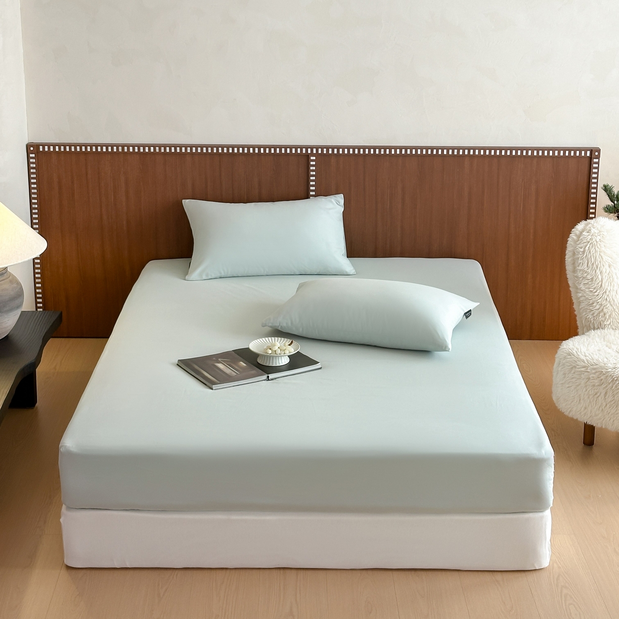 91家纺网 家纺一手货源 找家纺 三味舒屋 2025新款50支磨毛长绒棉纯棉纯色单床笠床笠单件-长期主义 泡沫绿