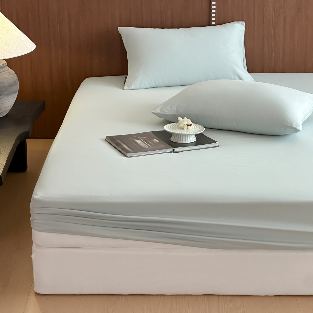 91家纺网 家纺一手货源 找家纺 三味舒屋 2025新款50支磨毛长绒棉纯棉纯色单床笠床笠单件-长期主义 泡沫绿