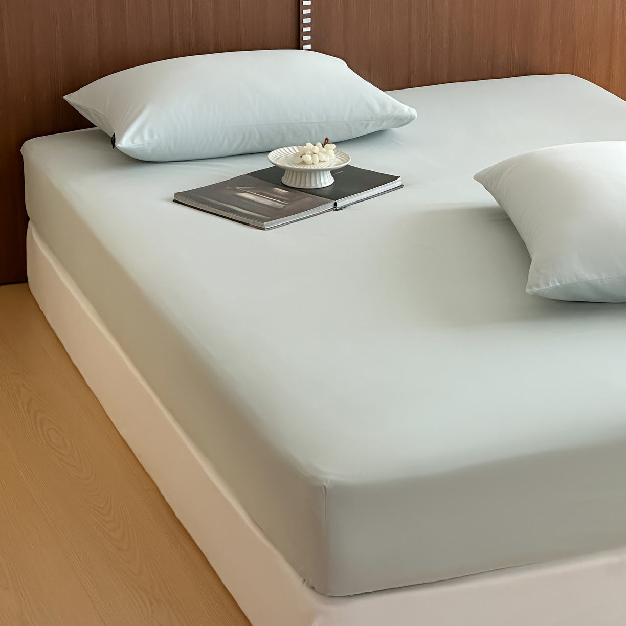 91家纺网 家纺一手货源 找家纺 三味舒屋 2025新款50支磨毛长绒棉纯棉纯色单床笠床笠单件-长期主义 泡沫绿