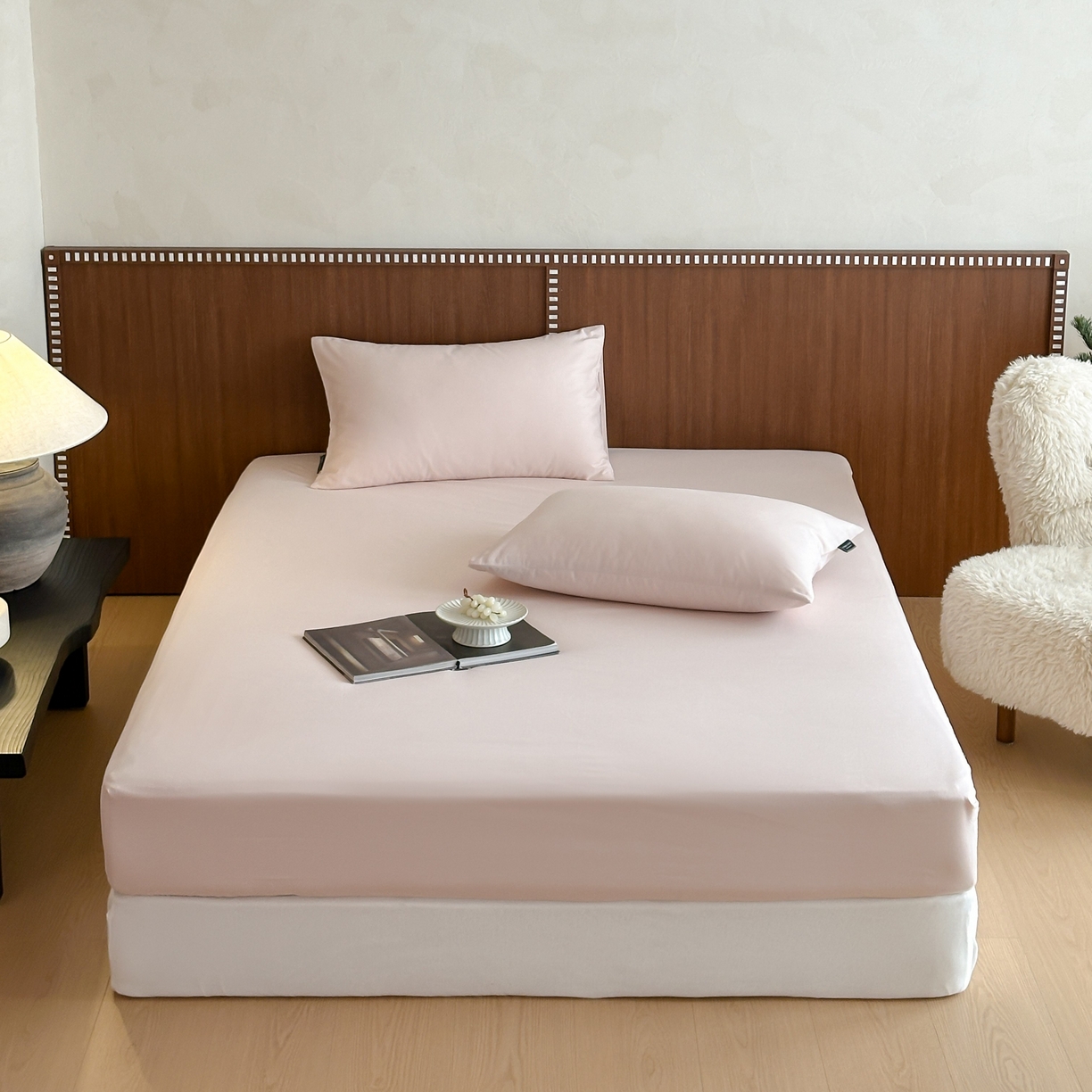 91家纺网 家纺一手货源 找家纺 三味舒屋 2025新款50支磨毛长绒棉纯棉纯色单床笠床笠单件-长期主义 浅淡粉