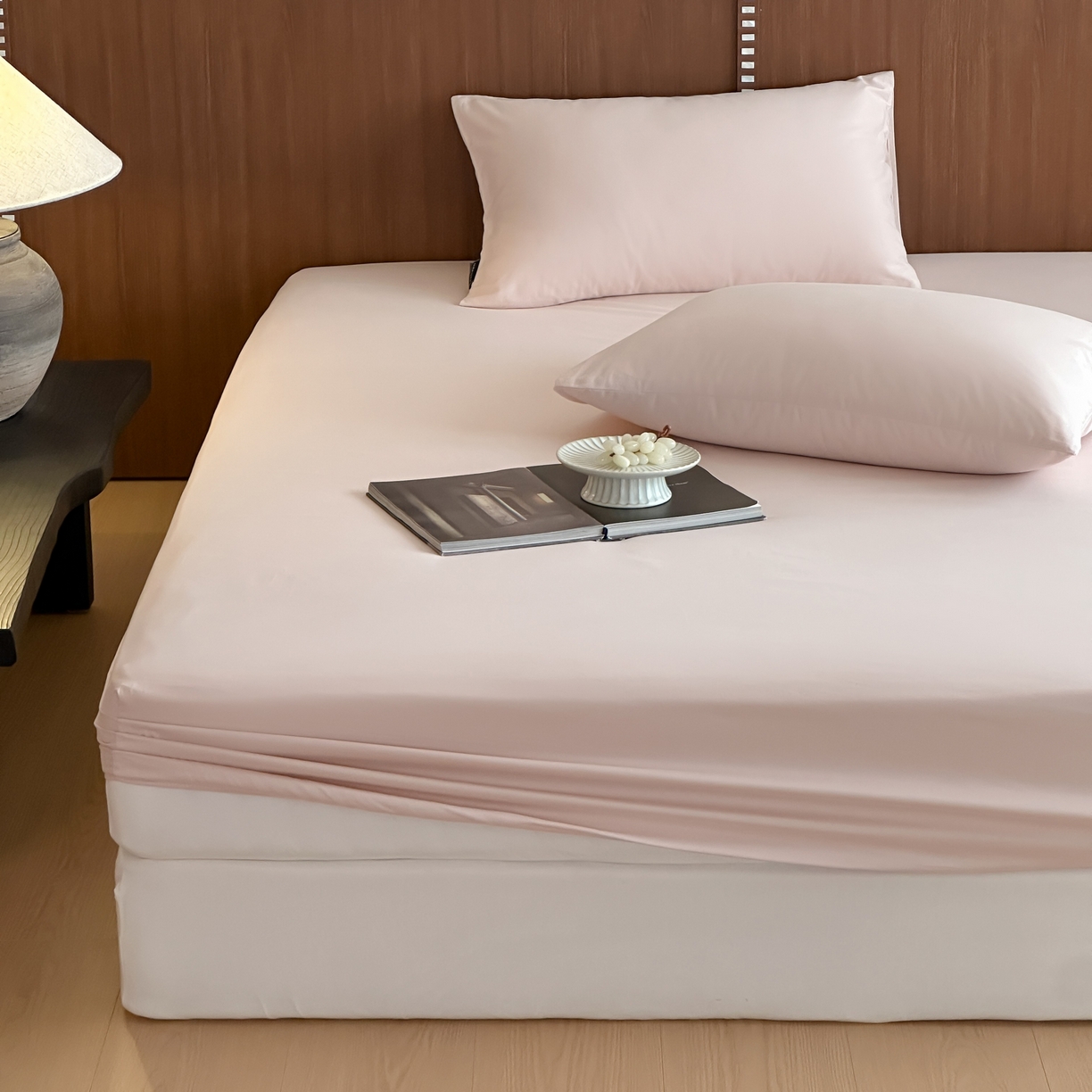 91家纺网 家纺一手货源 找家纺 三味舒屋 2025新款50支磨毛长绒棉纯棉纯色单床笠床笠单件-长期主义 浅淡粉