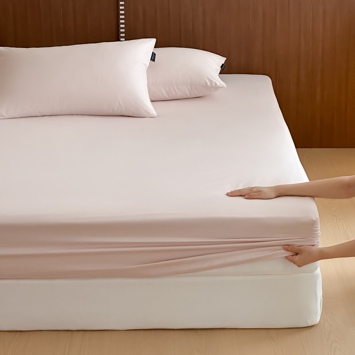 91家纺网 家纺一手货源 找家纺 三味舒屋 2025新款50支磨毛长绒棉纯棉纯色单床笠床笠单件-长期主义 浅淡粉