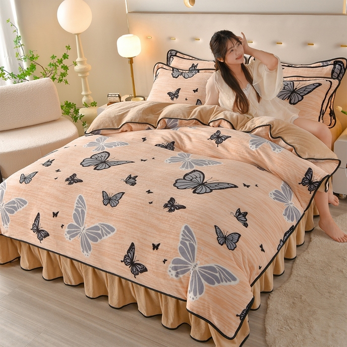 91家纺网 家纺一手货源 找家纺 （总）佳一 2025新款高克重8-9斤印花牛奶绒四件套