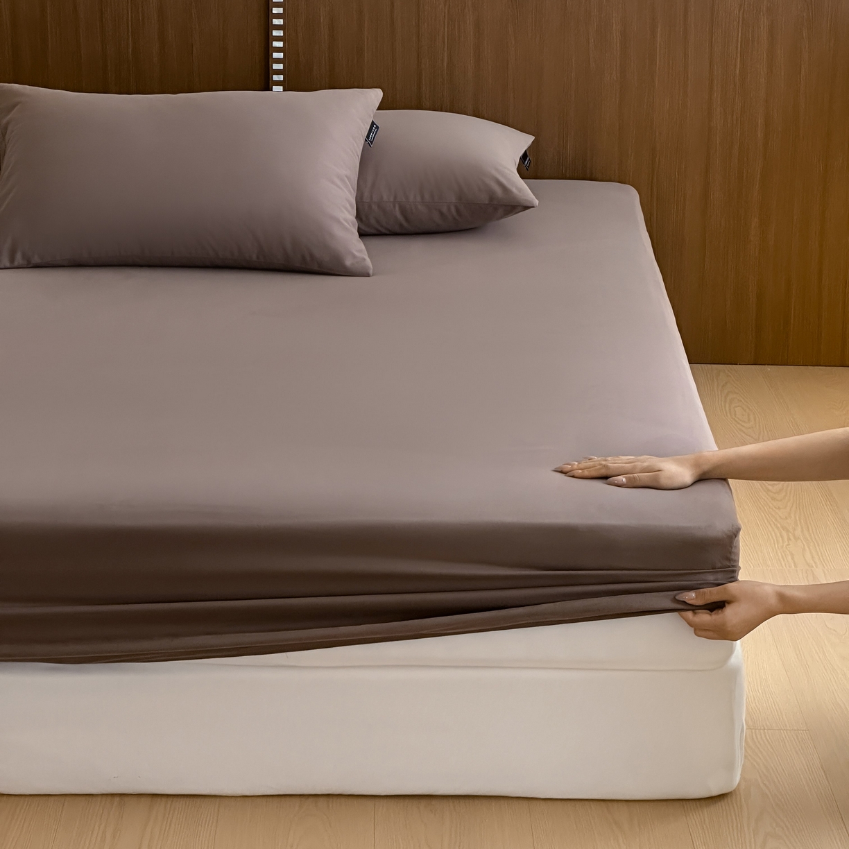 91家纺网 家纺一手货源 找家纺 三味舒屋 2025新款50支磨毛长绒棉纯棉纯色单床笠床笠单件-长期主义 巧克力