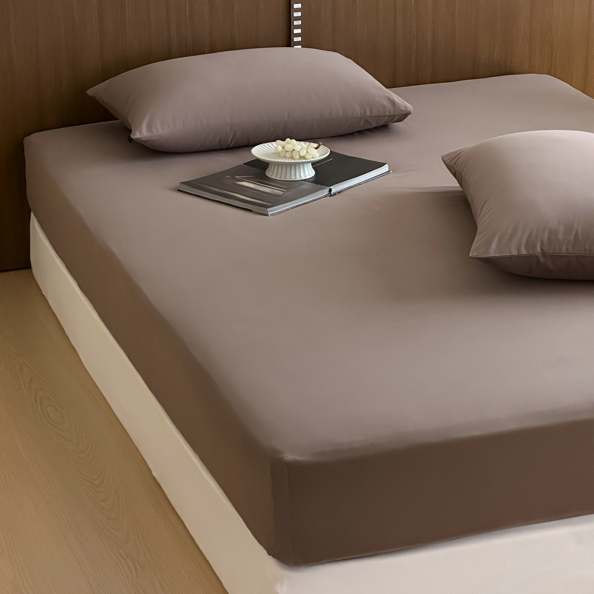 91家纺网 家纺一手货源 找家纺 三味舒屋 2025新款50支磨毛长绒棉纯棉纯色单床笠床笠单件-长期主义 巧克力