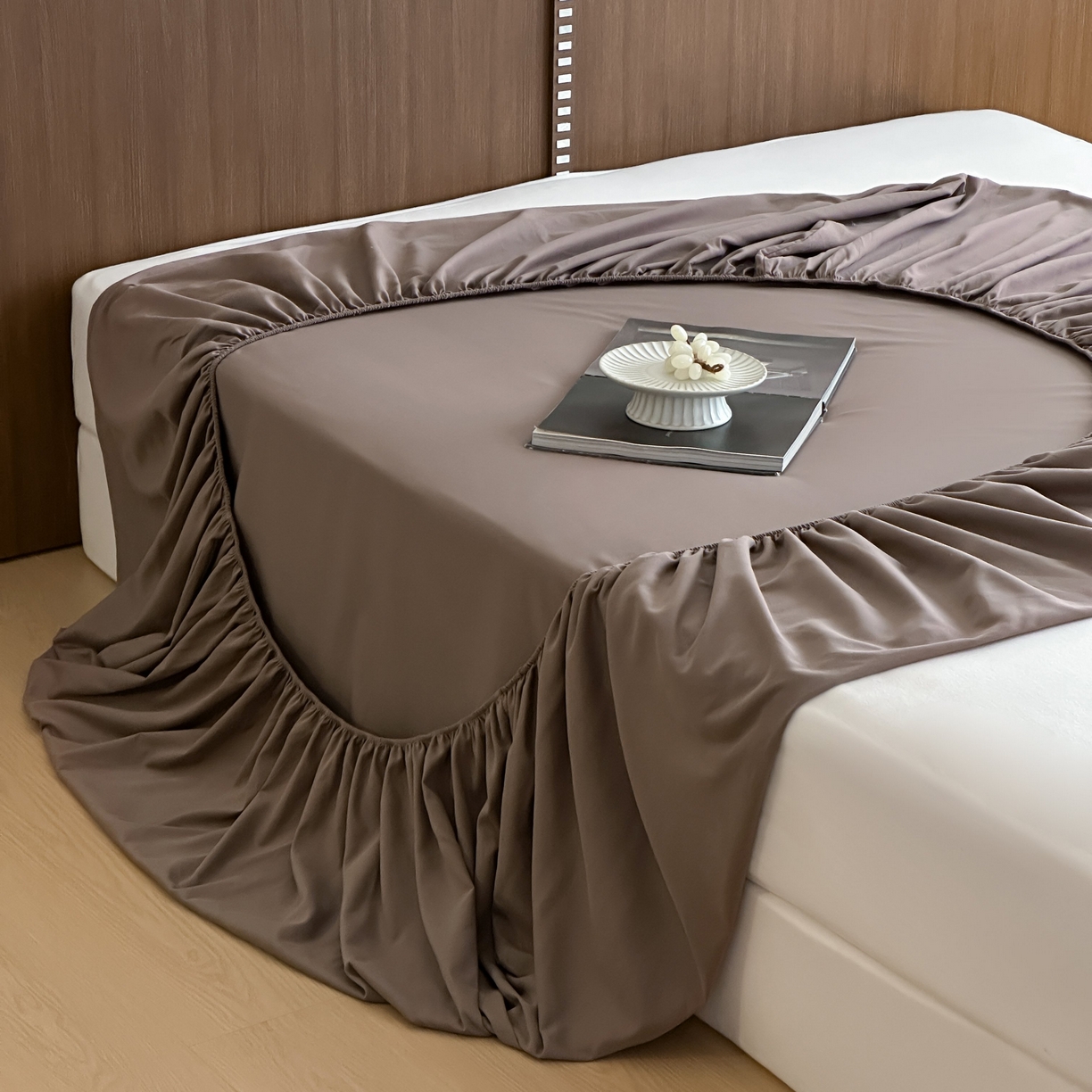 91家纺网 家纺一手货源 找家纺 三味舒屋 2025新款50支磨毛长绒棉纯棉纯色单床笠床笠单件-长期主义 巧克力