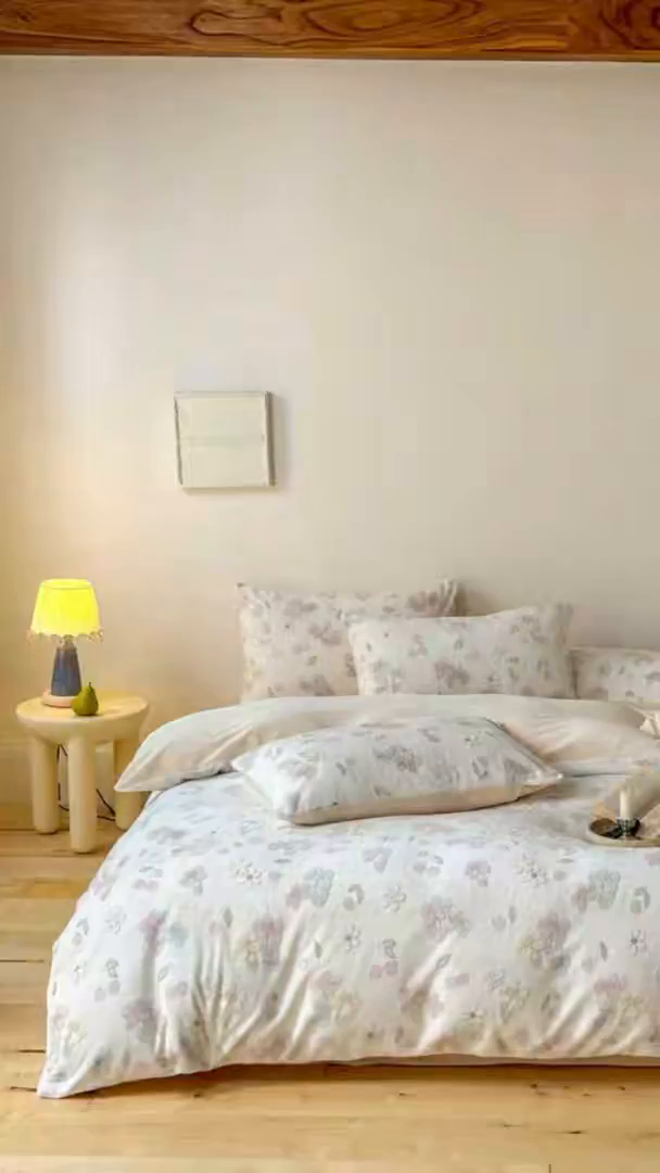 91家纺网 家纺一手货源 找家纺 FORTWO家纺原创设计（FOR TWO家纺） 2025新款烂花小清新牛奶绒绒可爱印花暗合款四件套 花漾眠