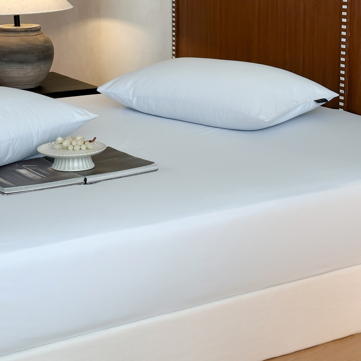 91家纺网 家纺一手货源 找家纺 三味舒屋 2025新款50支磨毛长绒棉纯棉纯色单床笠床笠单件-长期主义 晴天蓝