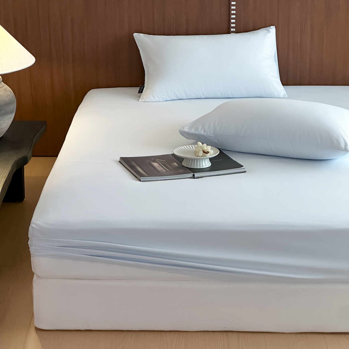 91家纺网 家纺一手货源 找家纺 三味舒屋 2025新款50支磨毛长绒棉纯棉纯色单床笠床笠单件-长期主义 晴天蓝