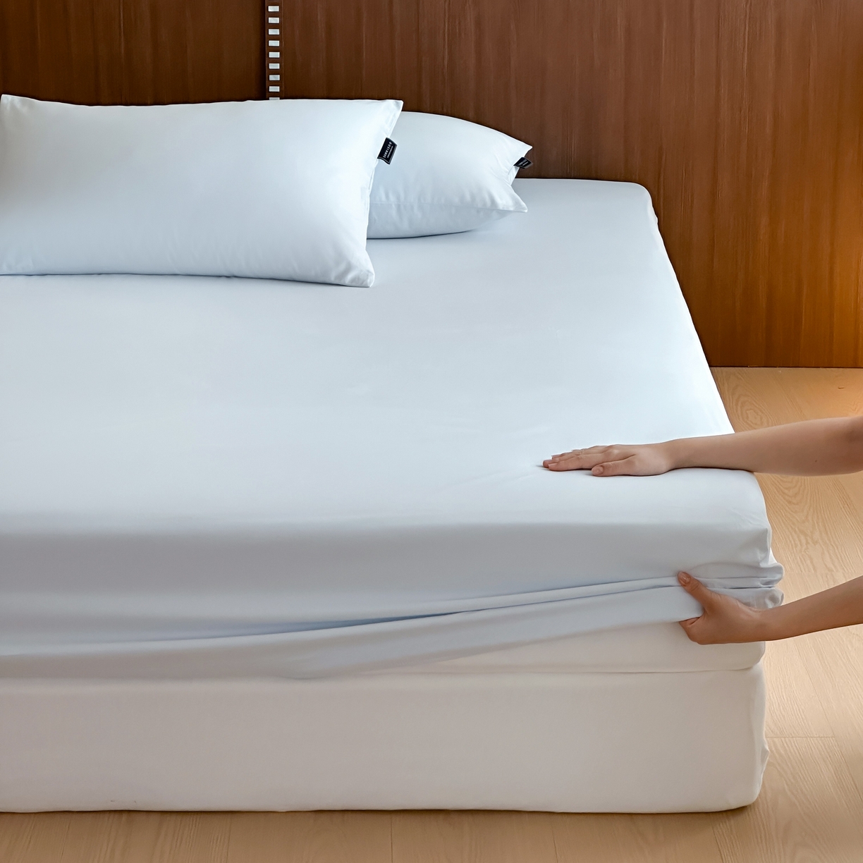 91家纺网 家纺一手货源 找家纺 三味舒屋 2025新款50支磨毛长绒棉纯棉纯色单床笠床笠单件-长期主义 晴天蓝