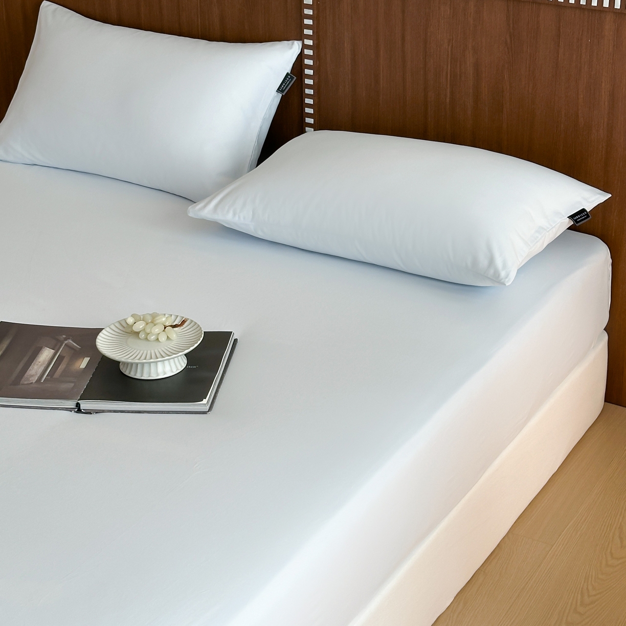 91家纺网 家纺一手货源 找家纺 三味舒屋 2025新款50支磨毛长绒棉纯棉纯色单床笠床笠单件-长期主义 晴天蓝