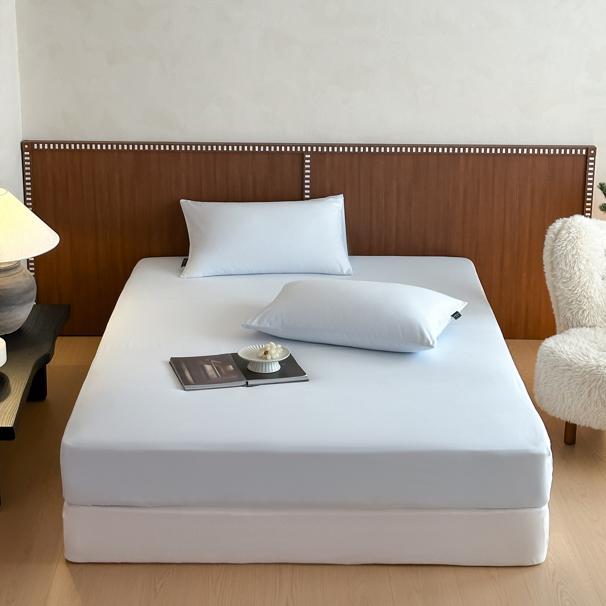 91家纺网 家纺一手货源 找家纺 三味舒屋 2025新款50支磨毛长绒棉纯棉纯色单床笠床笠单件-长期主义 晴天蓝