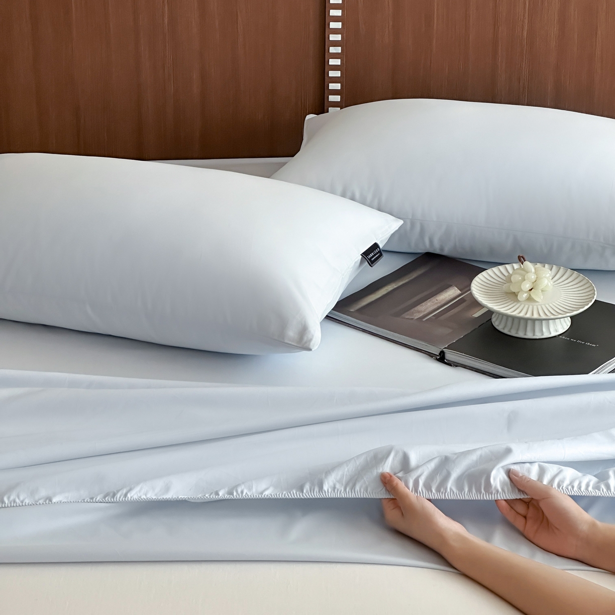 91家纺网 家纺一手货源 找家纺 三味舒屋 2025新款50支磨毛长绒棉纯棉纯色单床笠床笠单件-长期主义 晴天蓝