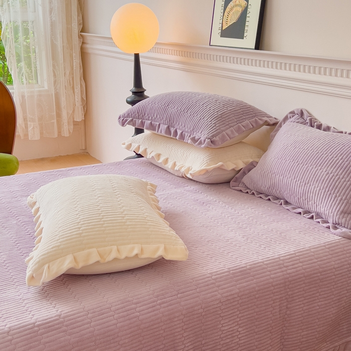 91家纺网 家纺一手货源 找家纺 乐野家居 2025新款A类加厚素色牛奶绒被套系列 风信紫