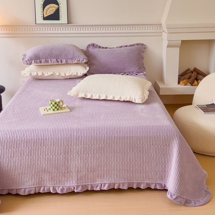 91家纺网 家纺一手货源 找家纺 乐野家居 2025新款A类加厚素色牛奶绒被套系列 风信紫