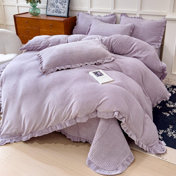 乐野家居 2025新款A类加厚素色牛奶绒被套系列 风信紫