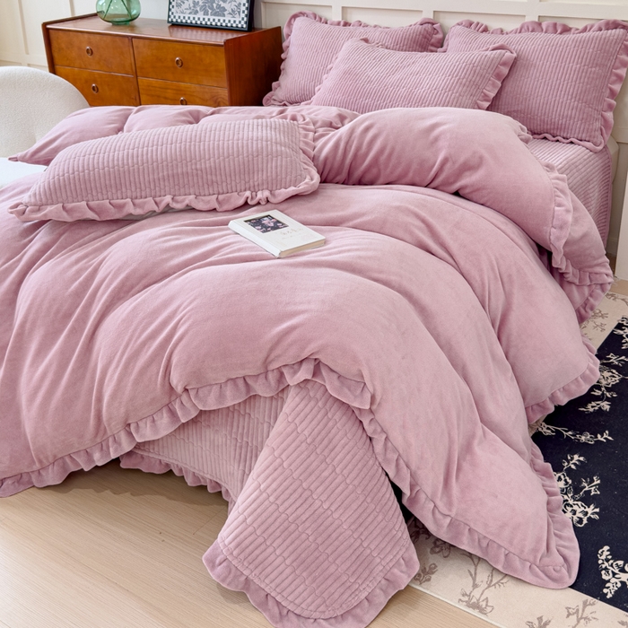 91家纺网 家纺一手货源 找家纺 （总）乐野家居 2025新款A类加厚素色牛奶绒被套系列