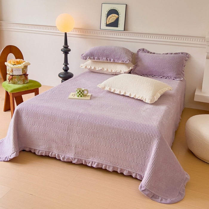 91家纺网 家纺一手货源 找家纺 乐野家居 2025新款A类加厚素色牛奶绒被套系列 风信紫