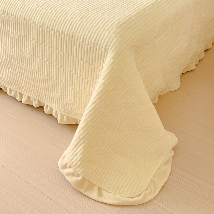 91家纺网 家纺一手货源 找家纺 乐野家居 2025新款A类加厚素色牛奶绒被套系列 奶油黄