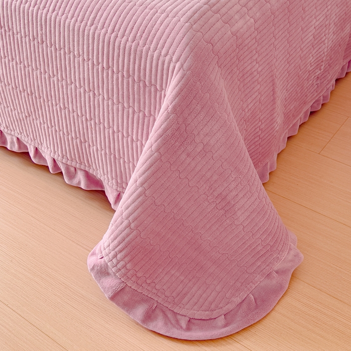 91家纺网 家纺一手货源 找家纺 乐野家居 2025新款A类加厚素色牛奶绒被套系列 豆豆粉