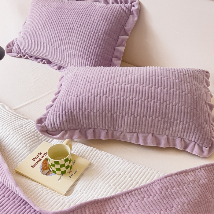 91家纺网 家纺一手货源 找家纺 乐野家居 2025新款A类加厚素色牛奶绒被套系列 风信紫