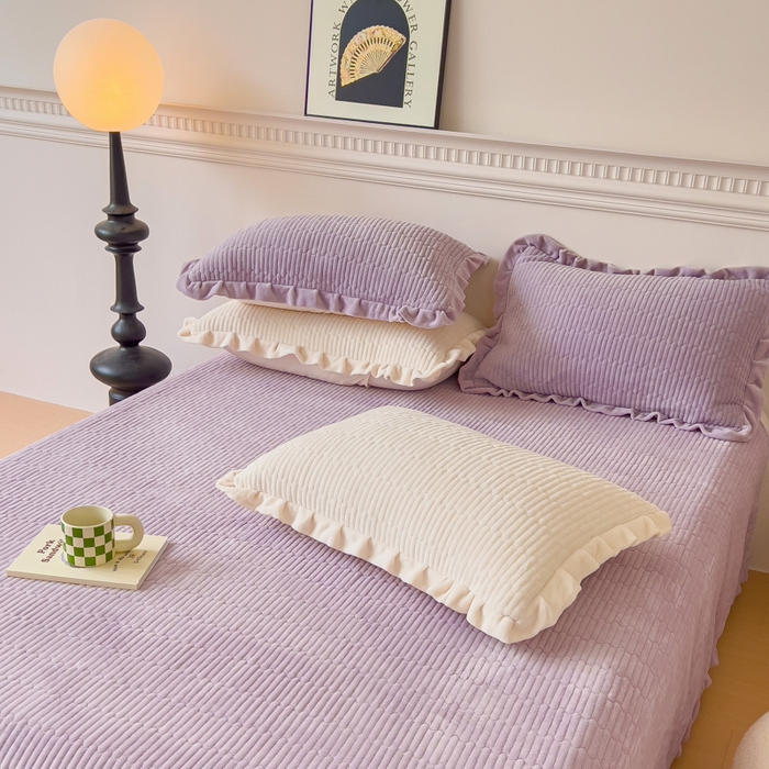 91家纺网 家纺一手货源 找家纺 乐野家居 2025新款A类加厚素色牛奶绒被套系列 风信紫