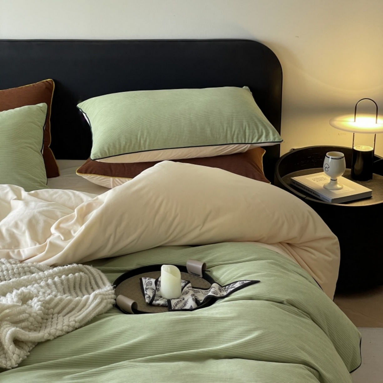 91家纺网 家纺一手货源 找家纺 羚羊语家纺 2025新款280克灯芯绒婴儿绒四件套高级嵌绳拼接款水晶绒宝宝绒牛奶绒床单床笠款三件套-奶芙绒系列 椰香茉语