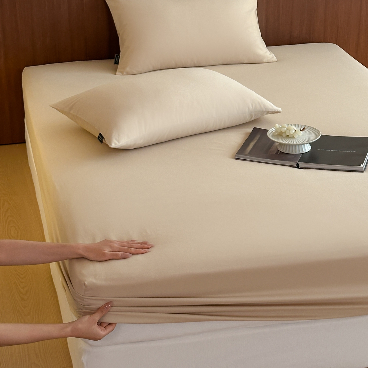 三味舒屋 2025新款50支磨毛长绒棉纯棉纯色单床笠床笠单件-长期主义 曲奇