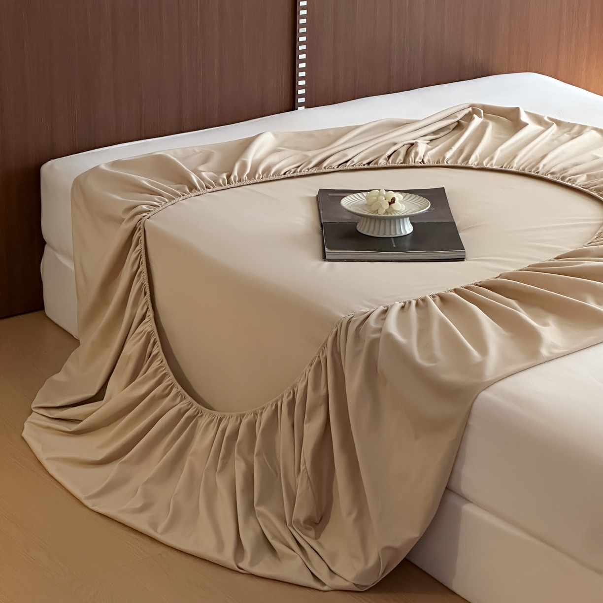 91家纺网 家纺一手货源 找家纺 三味舒屋 2025新款50支磨毛长绒棉纯棉纯色单床笠床笠单件-长期主义 曲奇