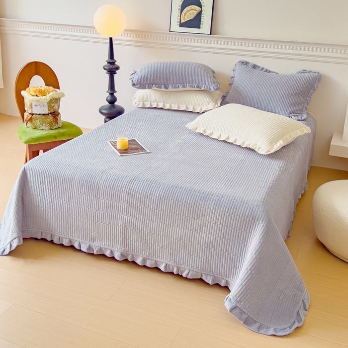 91家纺网 家纺一手货源 找家纺 乐野家居 2025新款A类加厚素色牛奶绒被套系列 时尚灰