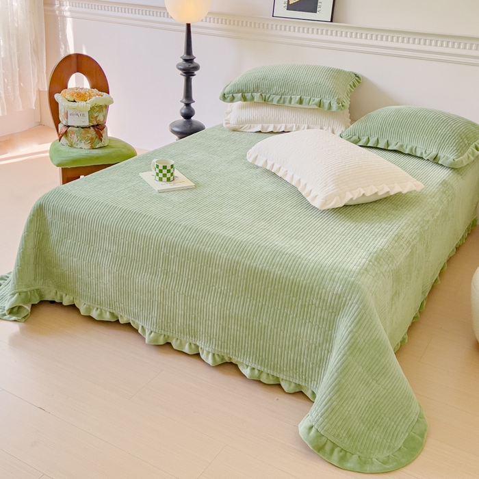 91家纺网 家纺一手货源 找家纺 乐野家居 2025新款A类加厚素色牛奶绒被套系列 森林绿