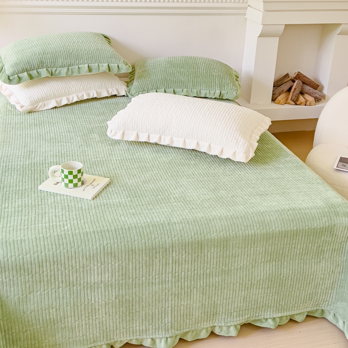 91家纺网 家纺一手货源 找家纺 乐野家居 2025新款A类加厚素色牛奶绒被套系列 森林绿