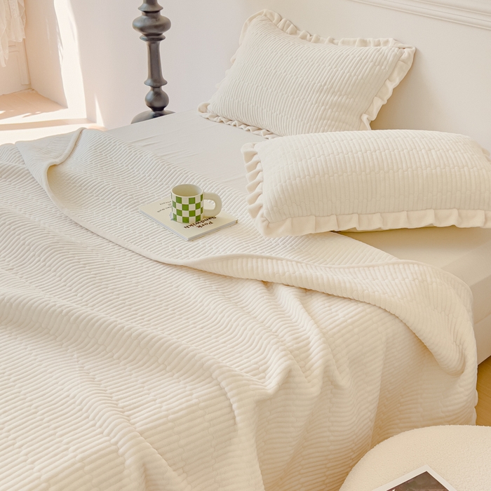 91家纺网 家纺一手货源 找家纺 乐野家居 2025新款A类加厚素色牛奶绒被套系列 珍珠白