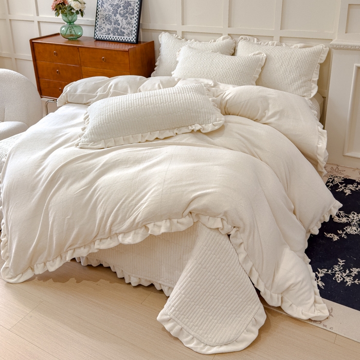 乐野家居 2025新款A类加厚素色牛奶绒被套系列 珍珠白