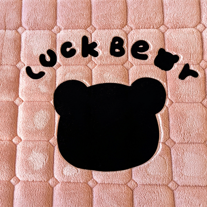 91家纺网 家纺一手货源 找家纺 喜居 2025新款luck熊牛奶绒床垫床褥子床护垫 LUCK熊-粉