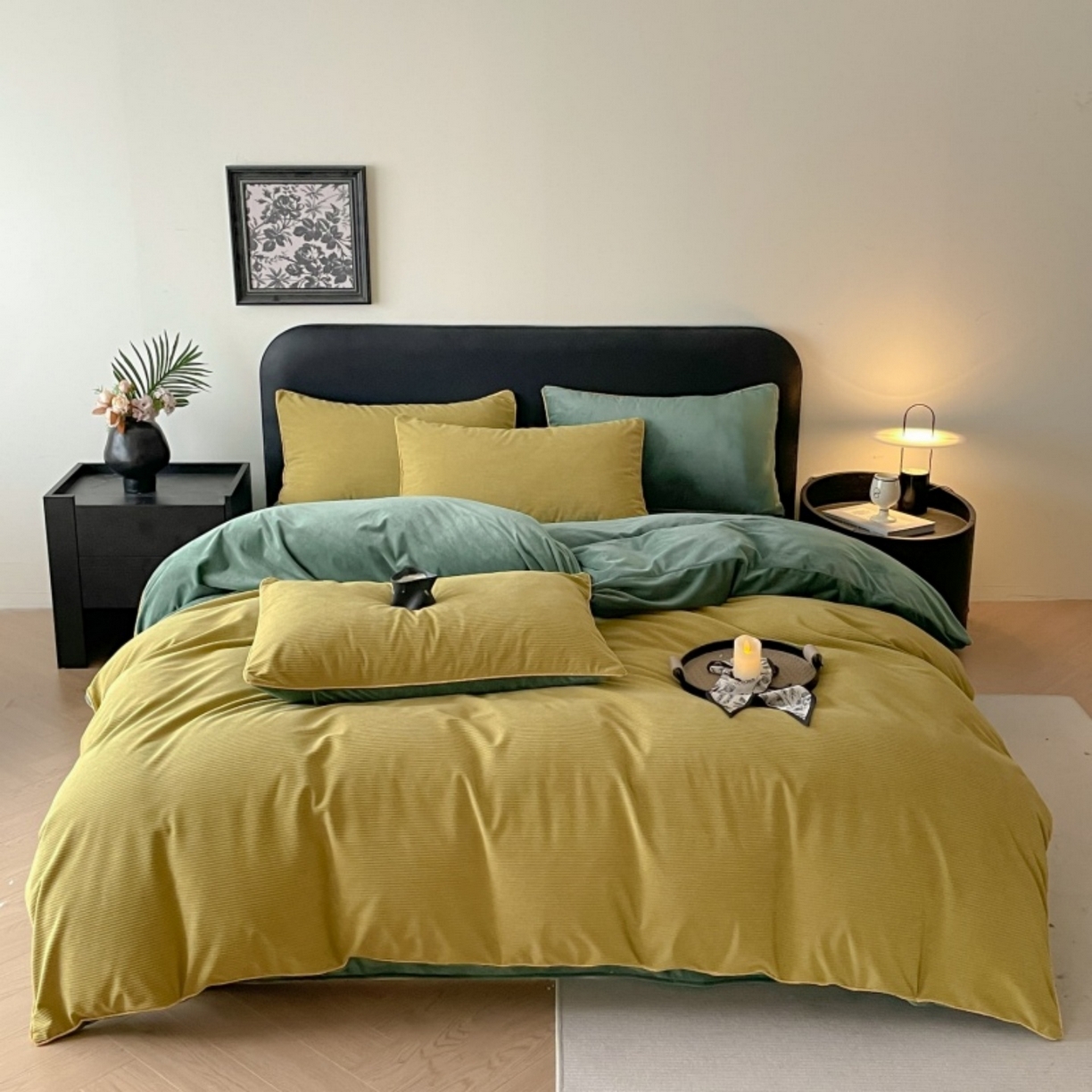 91家纺网 家纺一手货源 找家纺 羚羊语家纺 2025新款280克灯芯绒婴儿绒四件套高级嵌绳拼接款水晶绒宝宝绒牛奶绒床单床笠款三件套-奶芙绒系列 半糖绿洲