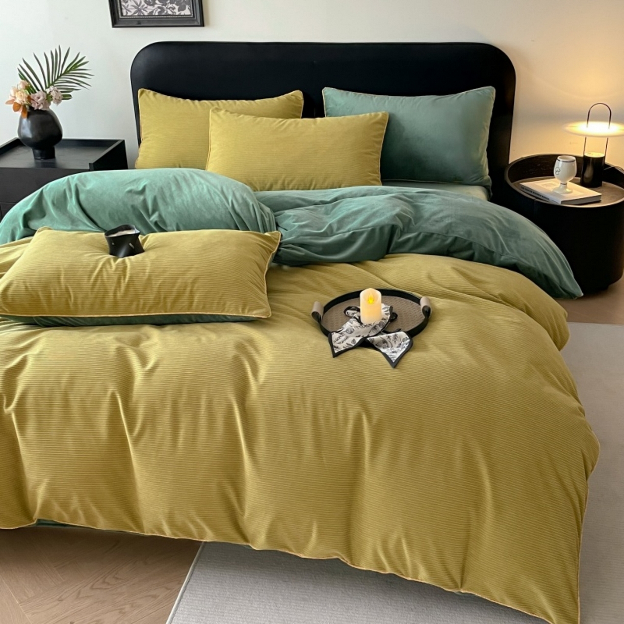 91家纺网 家纺一手货源 找家纺 羚羊语家纺 2025新款280克灯芯绒婴儿绒四件套高级嵌绳拼接款水晶绒宝宝绒牛奶绒床单床笠款三件套-奶芙绒系列 半糖绿洲