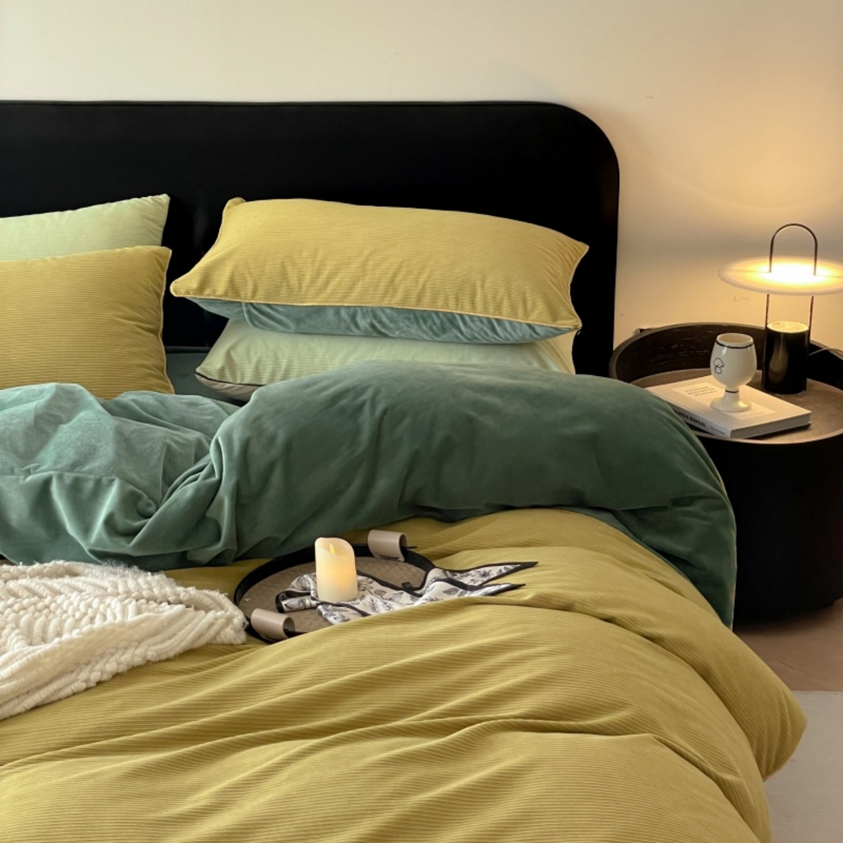 91家纺网 家纺一手货源 找家纺 羚羊语家纺 2025新款280克灯芯绒婴儿绒四件套高级嵌绳拼接款水晶绒宝宝绒牛奶绒床单床笠款三件套-奶芙绒系列 半糖绿洲